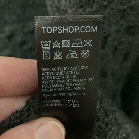 Topshop Gray Multiple Texture Knit Long Open Front Cardigan Sweater Size 10 - Picture 9 of 11